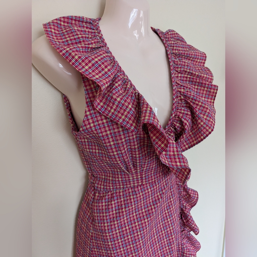 MISA Los Angeles Stella dress in gingham Plaid Medium - Picture 9 of 15
